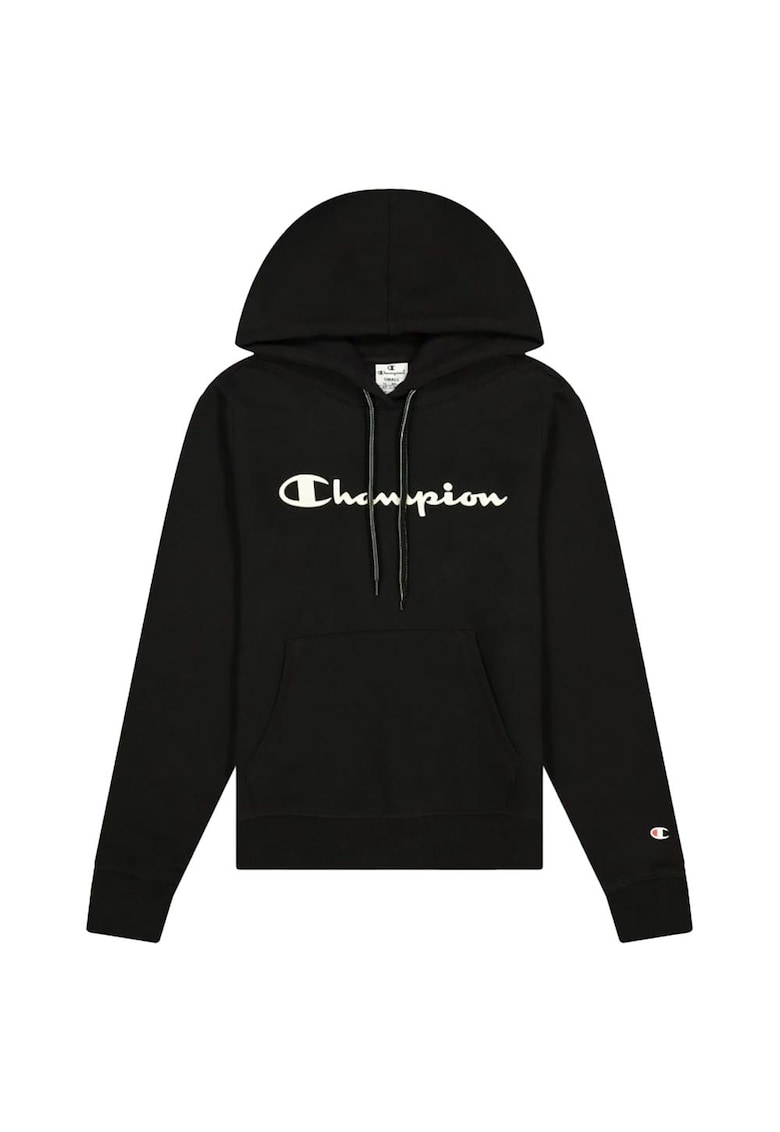 Hanorac sport dama gluga - buzunar cangur - bumbac - negru -