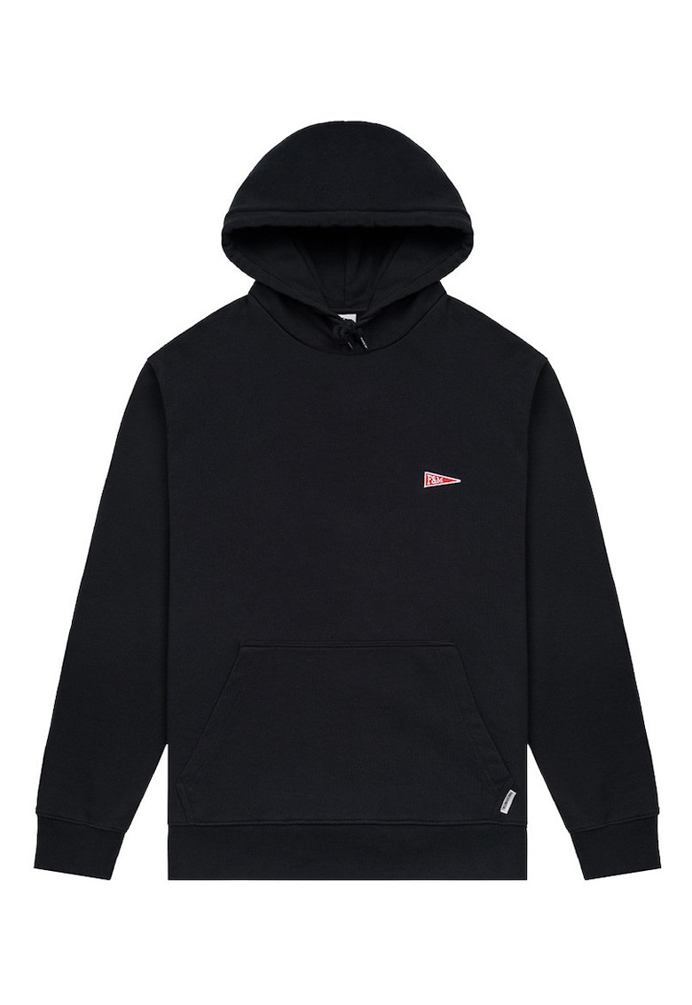 Hanorac barbati fleece - negru - bumbac - cu gluga si buzunar cangur -