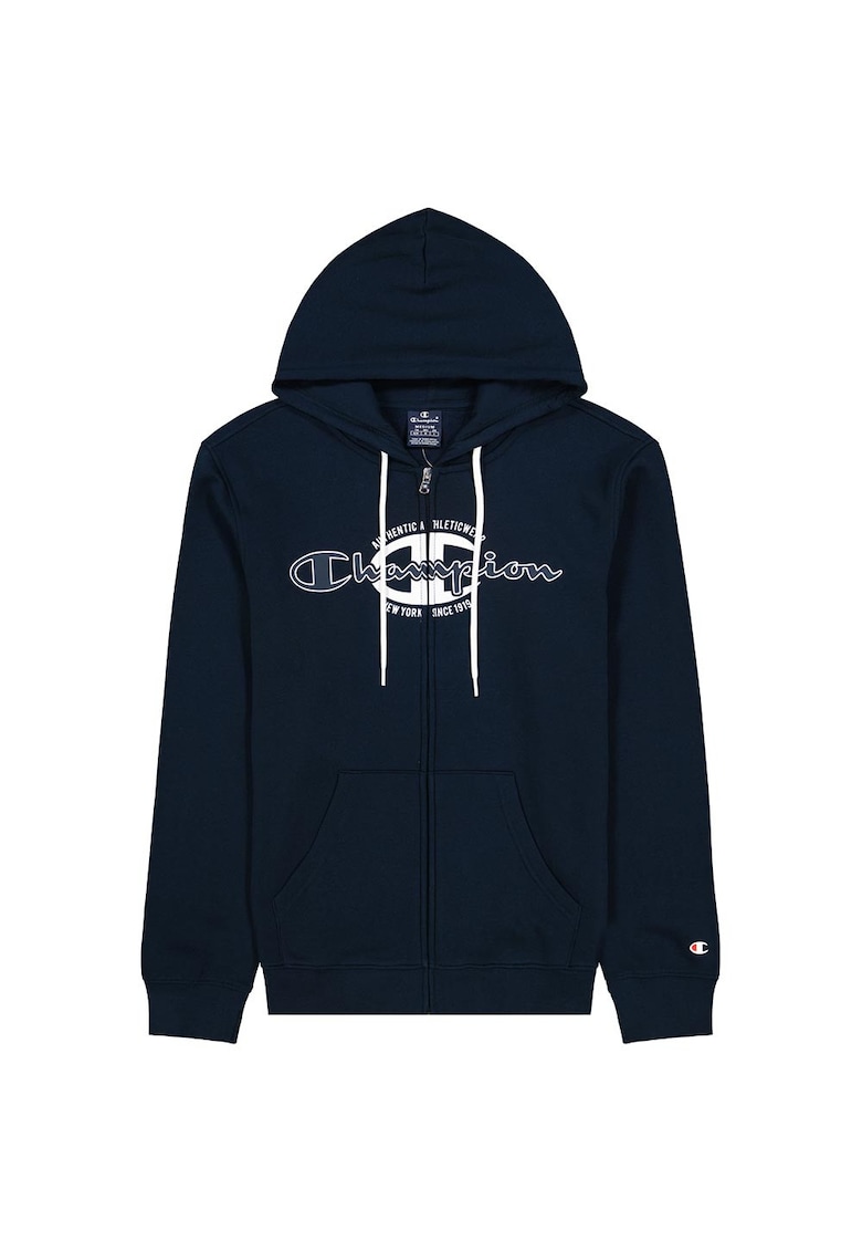 Hanorac sport cu gluga - buzunare frontale - bleumarin - bumbac -