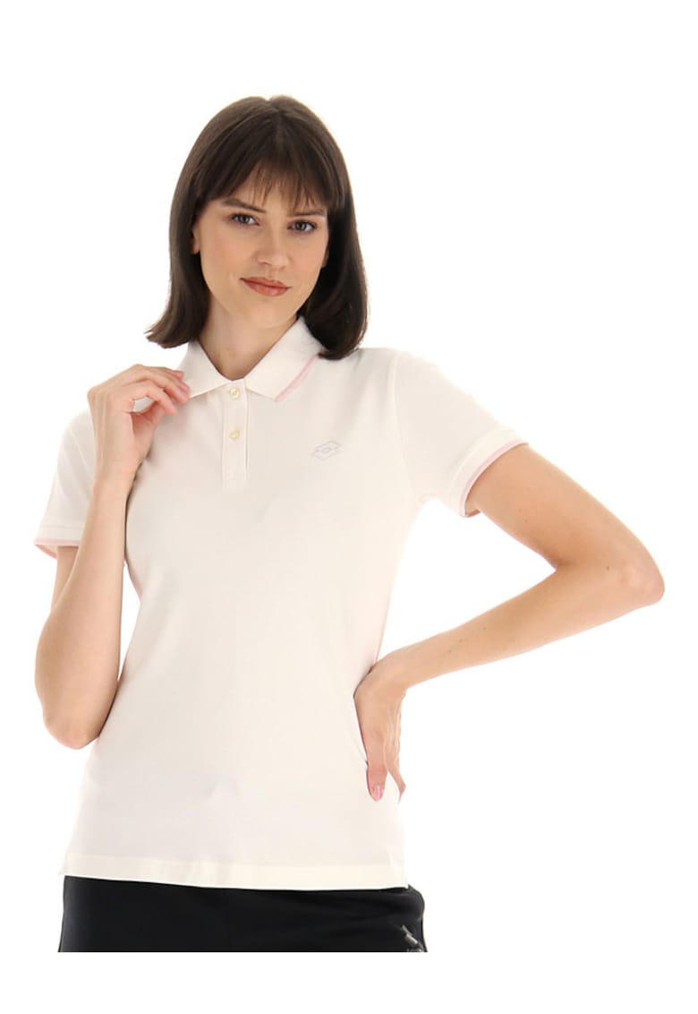 Tricou polo dama elegant - bumbac - guler clasic - alb