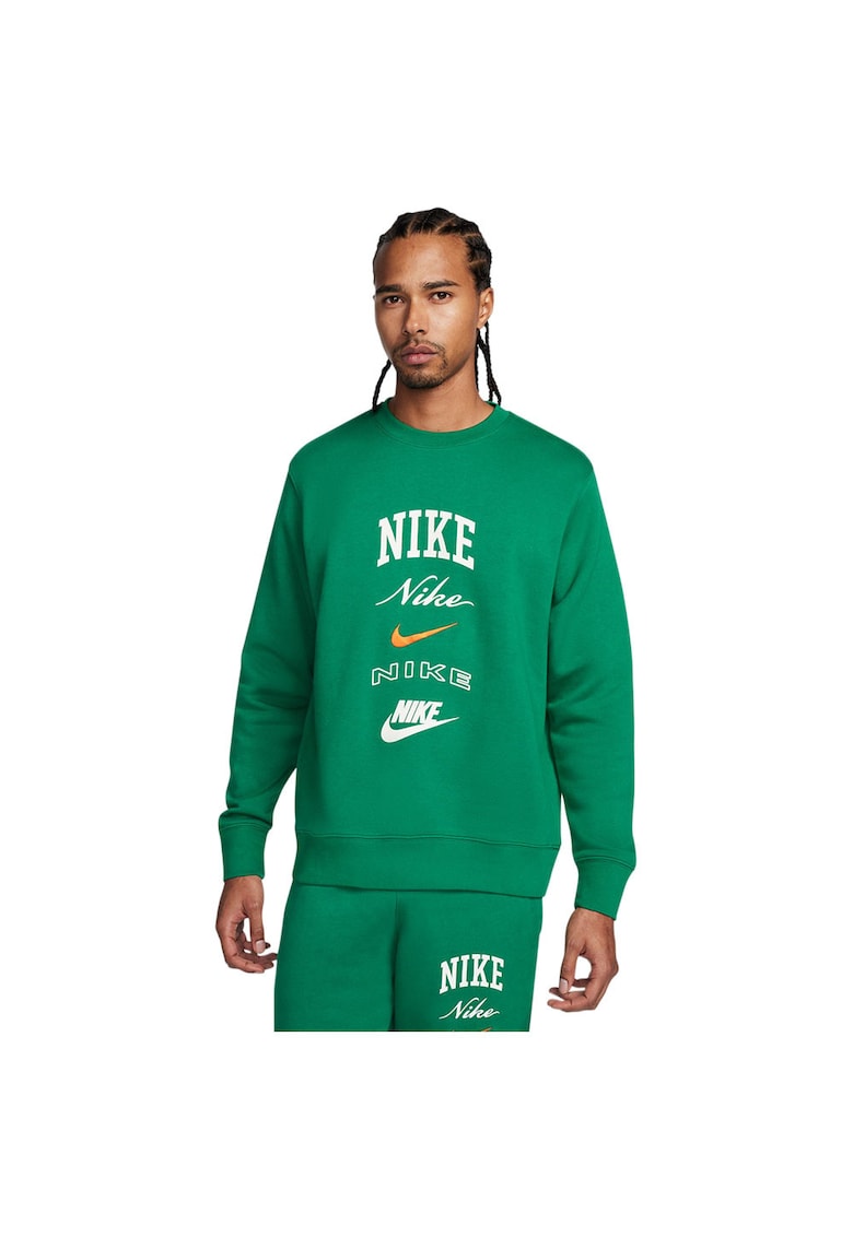 Bluza Club Fleece pentru barbati - verde - bumbac - imprimeuri si broderii -