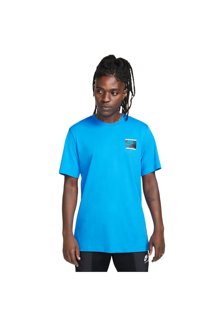 Tricou sport design relaxat - albastru - bumbac -