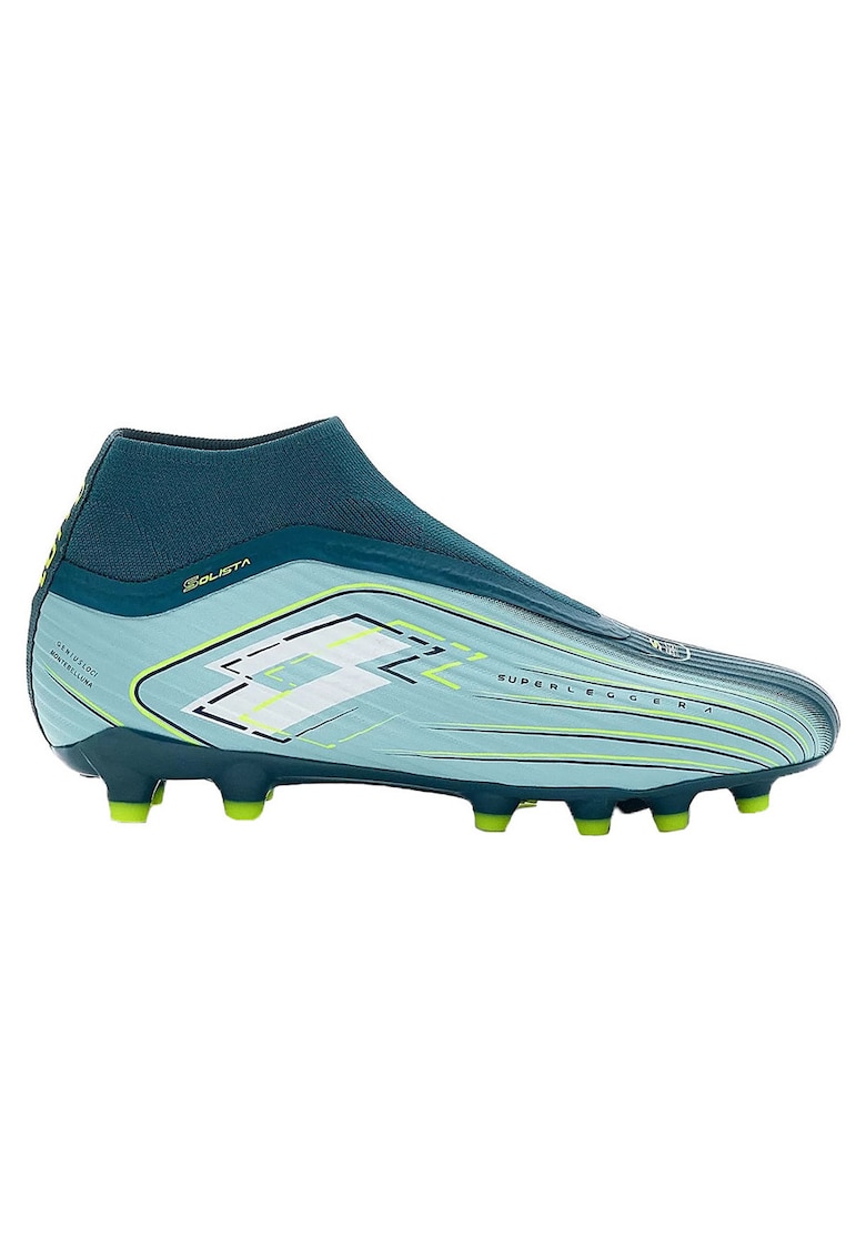 Ghete fotbal Solista 300 VII Gravity FG - fara sireturi - albastru - material textil