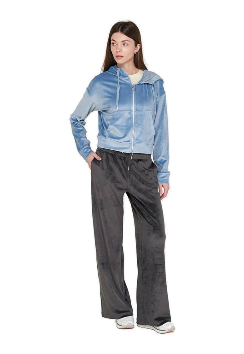 Trening lifestyle dama set Abby W - catifea - albastru - croiala regulata - talie ajustabila
