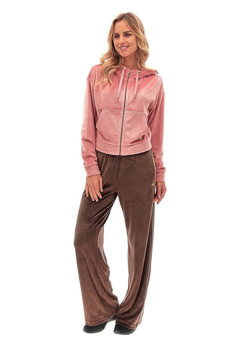 Trening lifestyle dama set Abby W - catifea - roz - croiala regulata - talie ajustabila