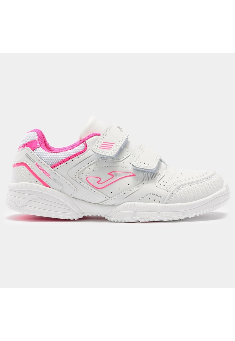 Pantofi copii model zilnic - piele si micro PU - alb si fuchsia - talpa rezistenta