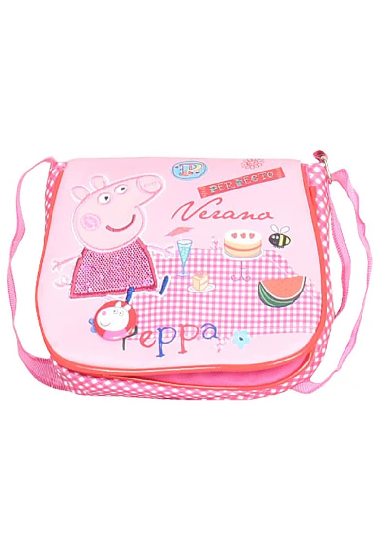 Geanta dama Peppa - roz - dimensiuni 16x18x4cm - cu inchidere buton si compartiment interior