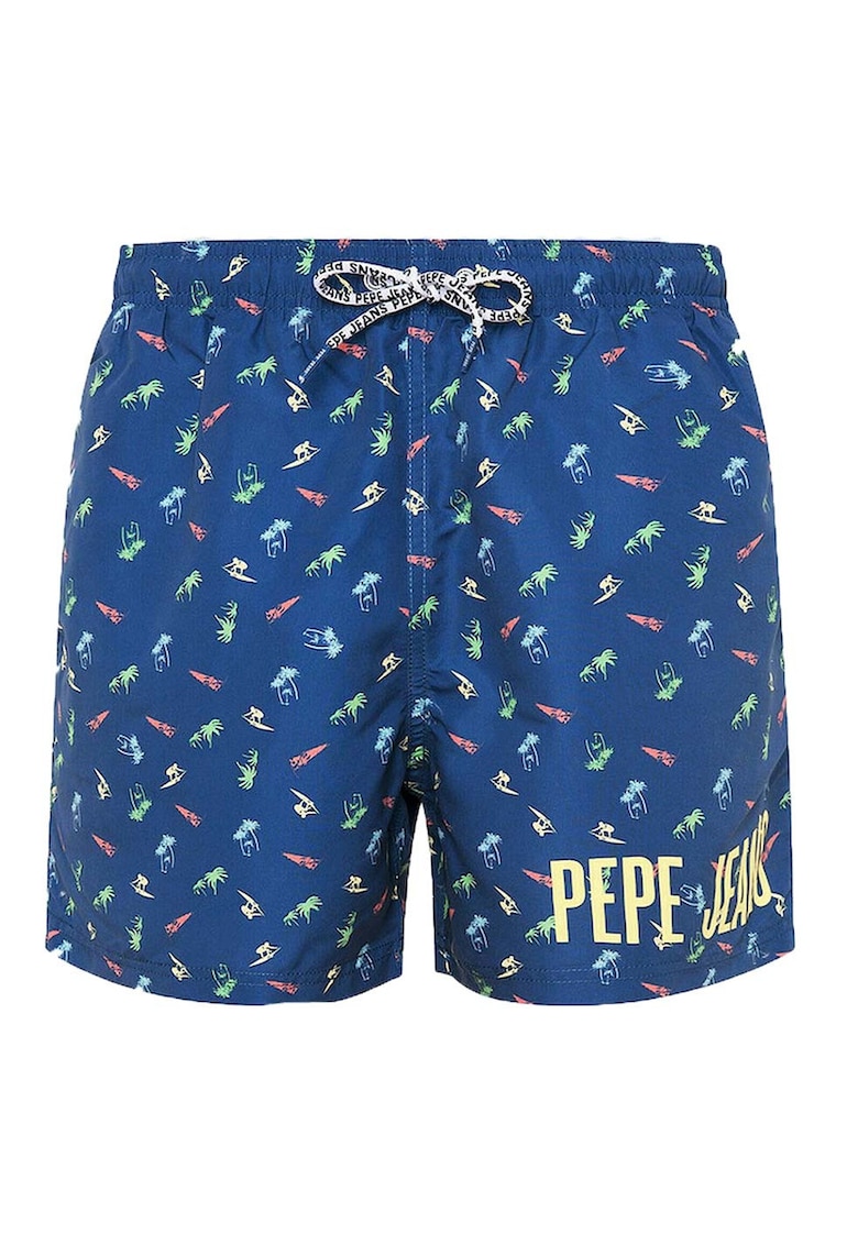Costum de baie barbati - model Samuel Surf Print - albastru - material elastic -