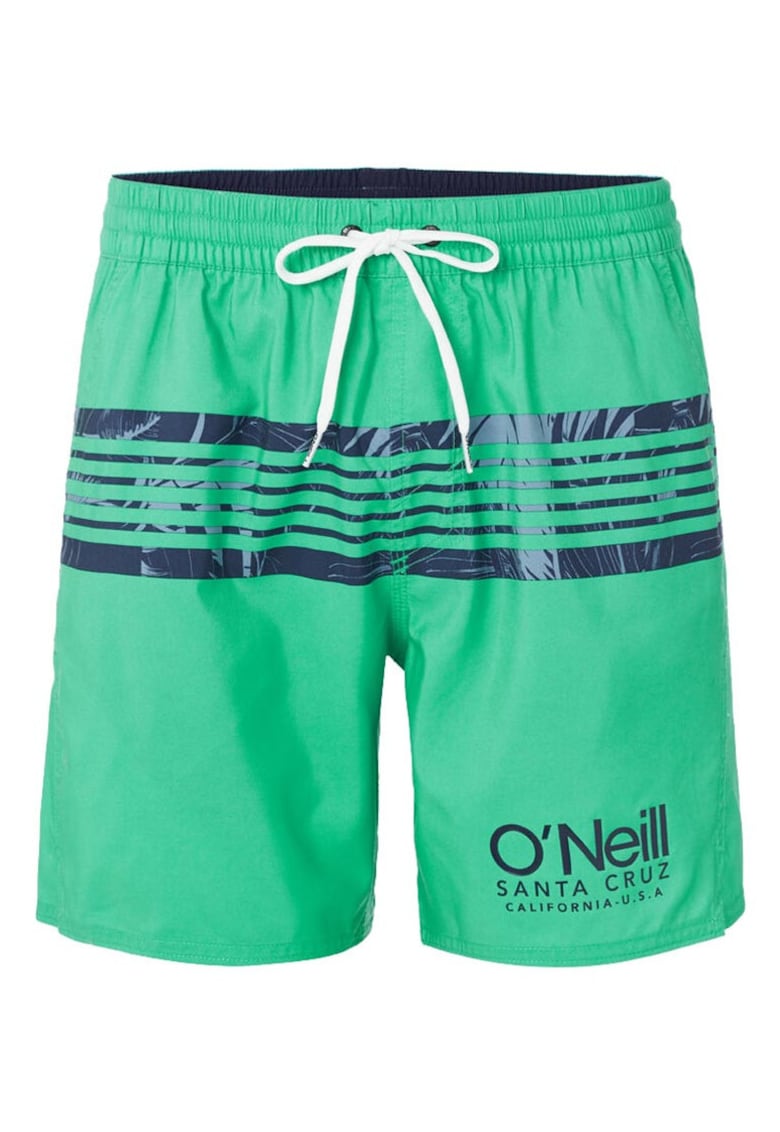 Costum de baie barbati dungi contrastante - talie elastica - verde - poliester -