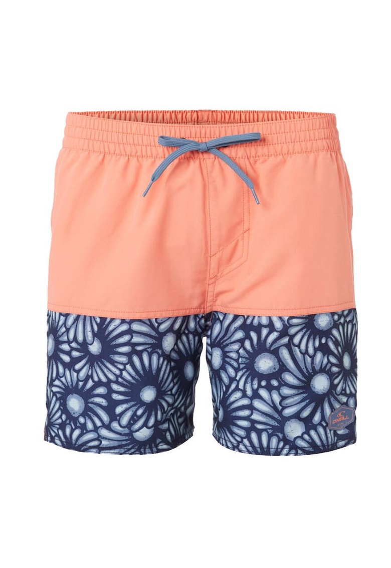 Costum de baie pentru barbati design modern - talie elastica - corai si albastru - material rapid uscare
