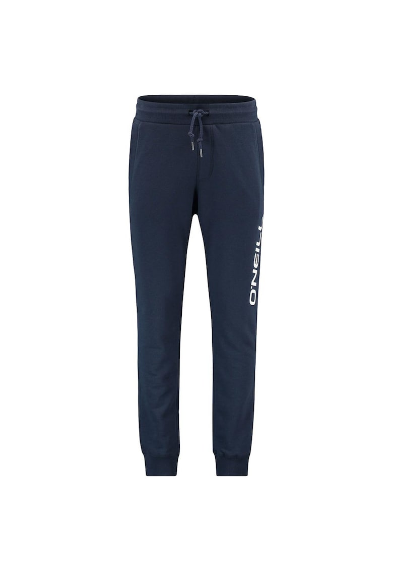 Pantaloni sport barbati cu logo lateral - bumbac/poliester - bleumarin -