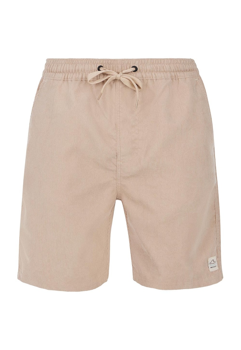 Pantaloni scurti Prtuley - talie elastica - poliester - bej