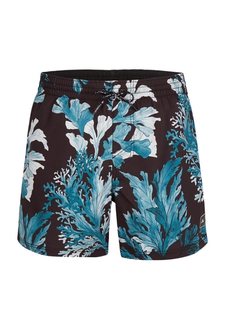 Costum de baie barbati croiala regulata - talie elastica - negru/albastru - poliester reciclat
