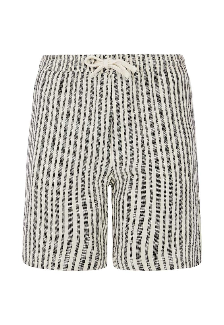 Pantaloni scurti Griston - bumbac - talie elastica - alb/gri