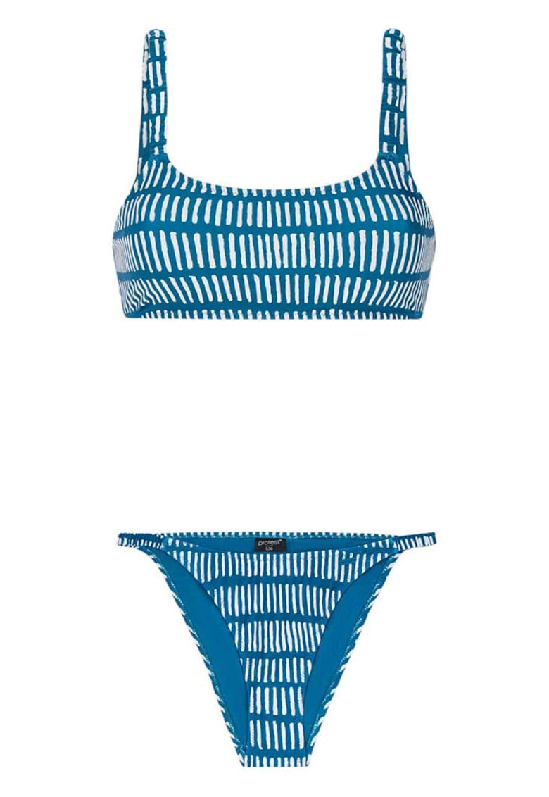 Costum de baie model PRTClue - cupe detasabile - albastru - poliamida si elastan