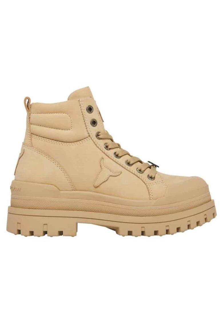 Ghete dama bej - piele nabuc - platforma inalta - stil anii '90 -