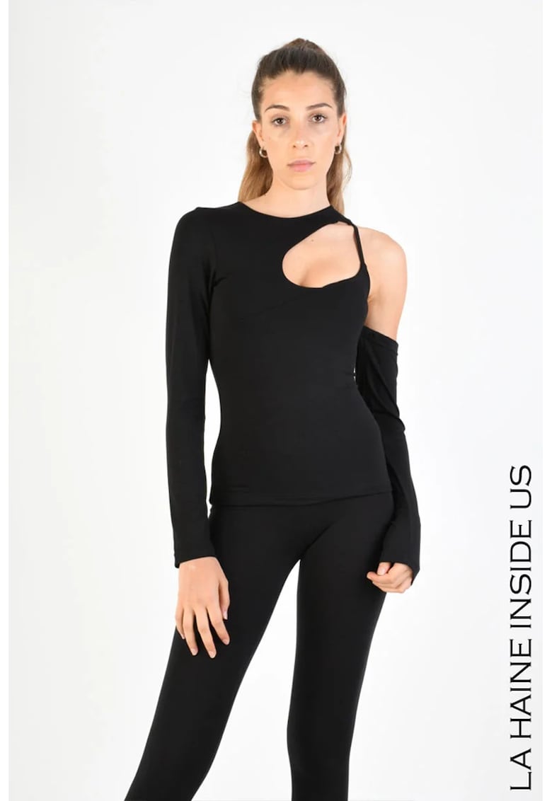 Tricou regular fit cu decupaj frontal si maneca detasabila Tricou regular fit cu decupaj frontal si maneca detasabila