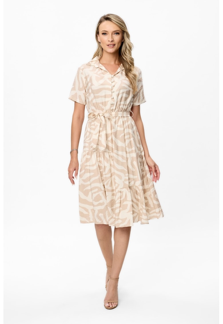 Rochie midi cu model Ellia - Bej