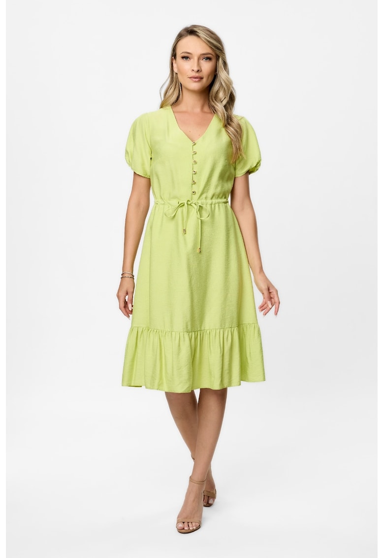 Rochie midi cu decolteu in V Nancy - Verde lime