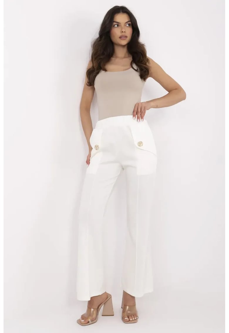 Pantaloni bootcut cu nasturi decorativi
