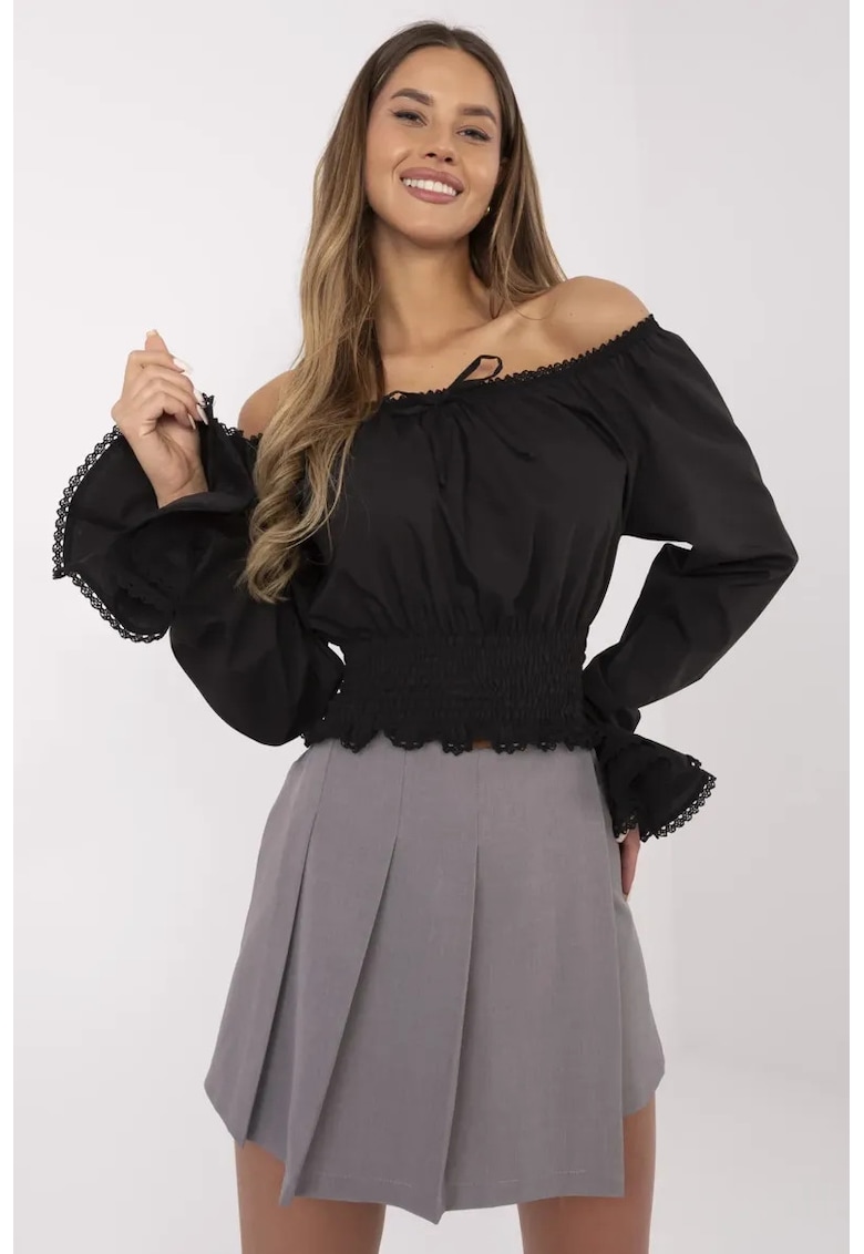 Fusta-pantalon cu insertie elastica la spate