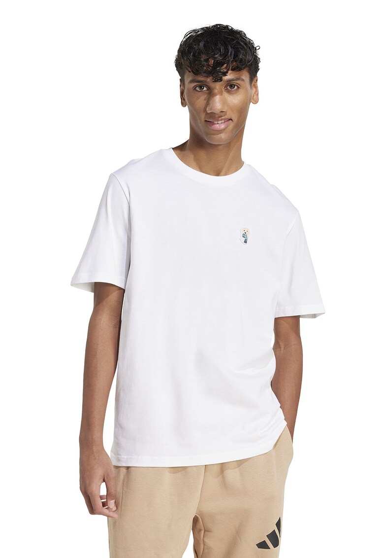 Tricou cu decolteu la baza gatului si logo discret - Alb optic