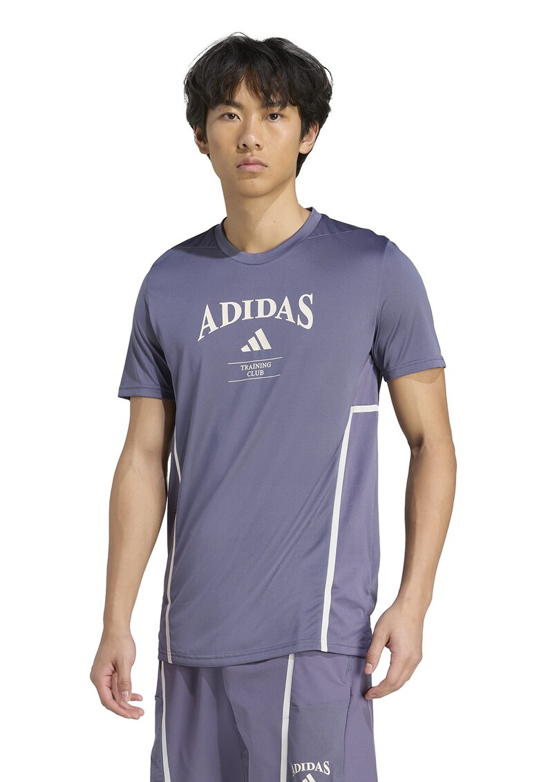 Tricou cu logo pentru antrenament - Alb fildes/Albastru prafuit