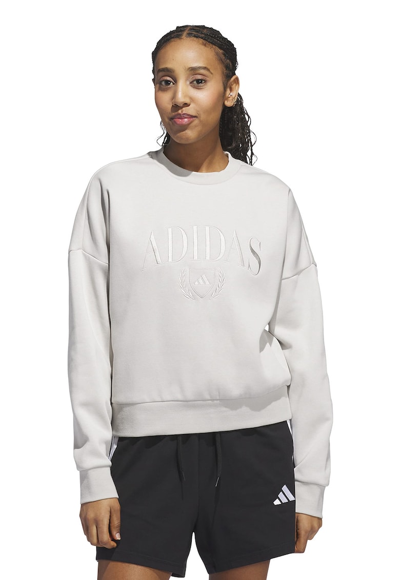 Bluza de trening cu decolteu la baza gatului si logo brodat