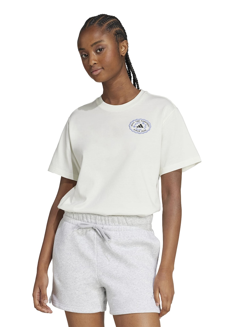 Tricou din bumbac cu imprimeu logo si model grafic