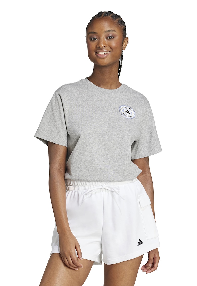 Tricou din bumbac cu imprimeu logo si model grafic