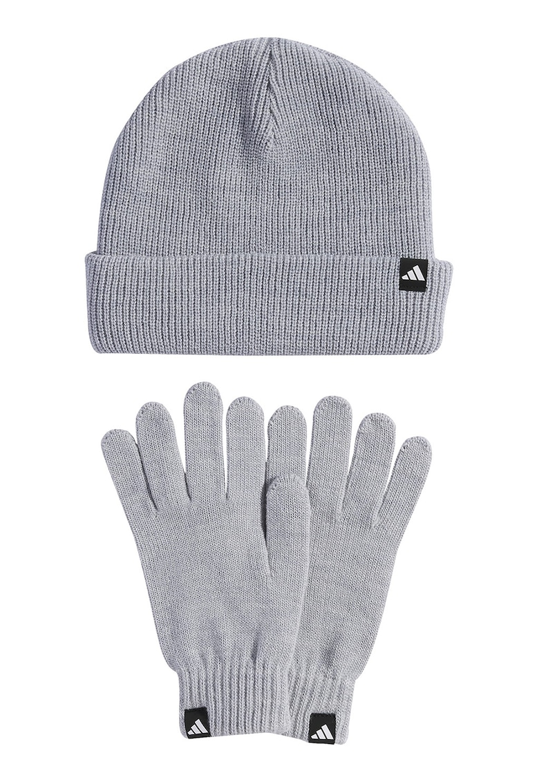 Set de caciula si manusi cu model unisex - 3 piese