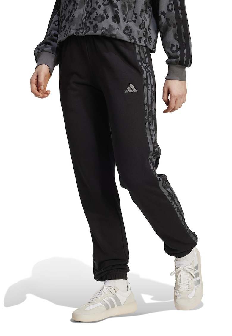 Pantaloni de trening din amestec de bumbac cu logo - Negru/Gri inchis