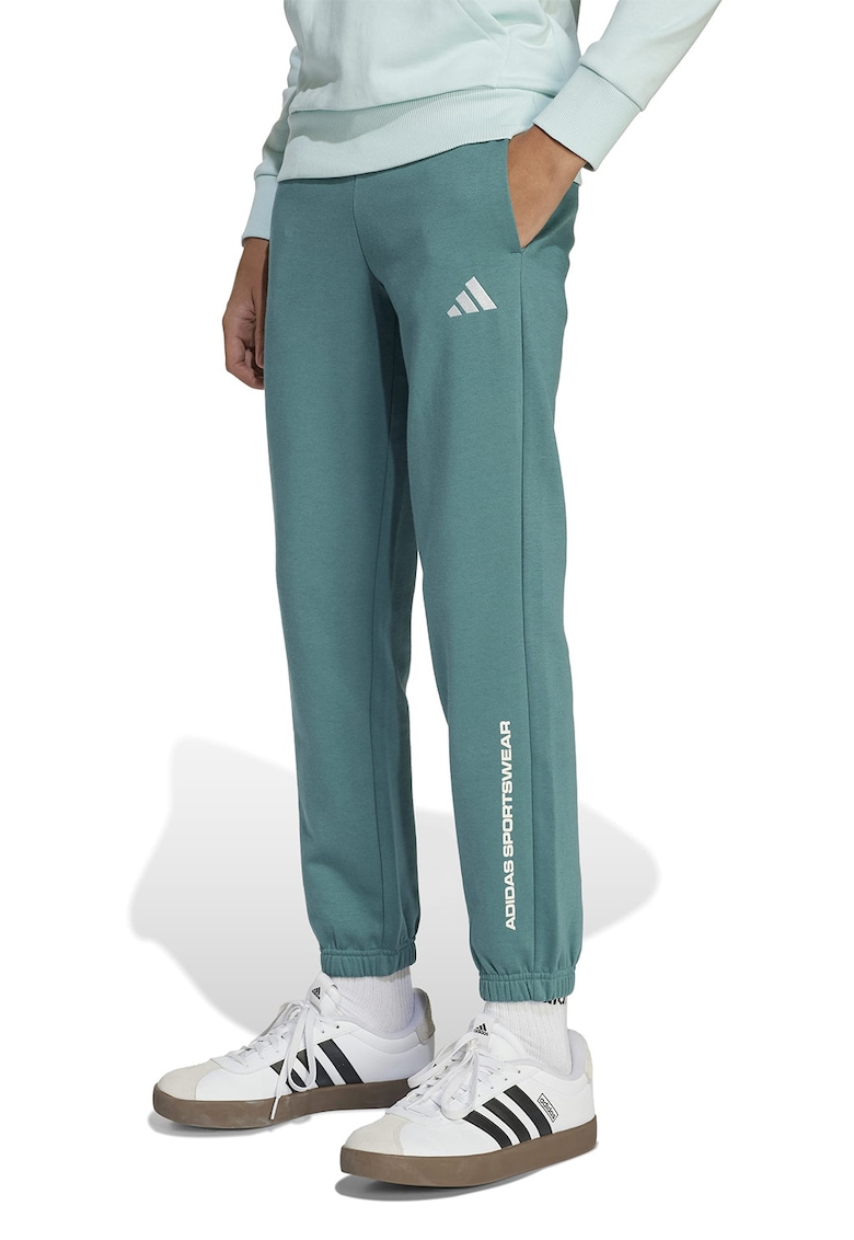 Pantaloni de trening cu logo si snur - Verde persan