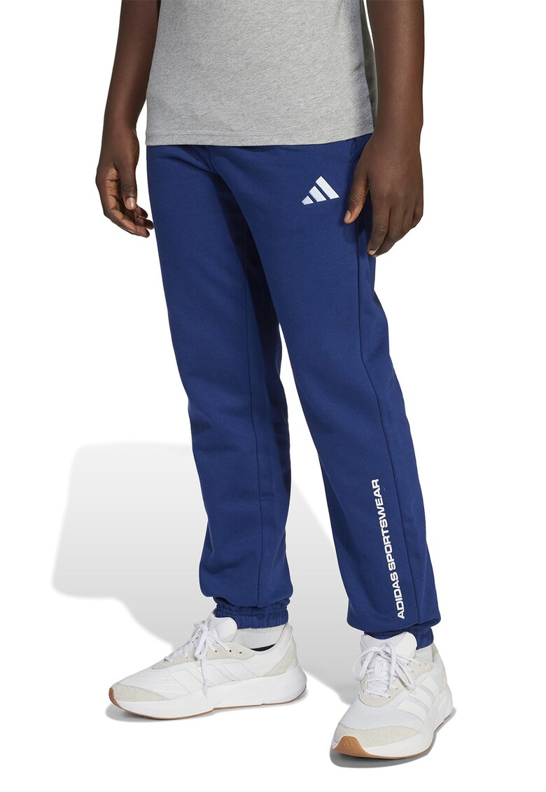 Pantaloni de trening cu logo si snur - Albastru inchis