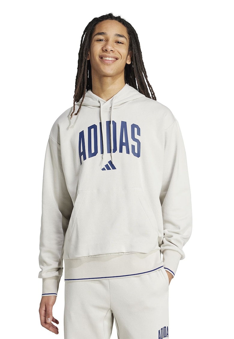 Hanorac cu buzunar kangaroo - Albastru inchis/Alb murdar