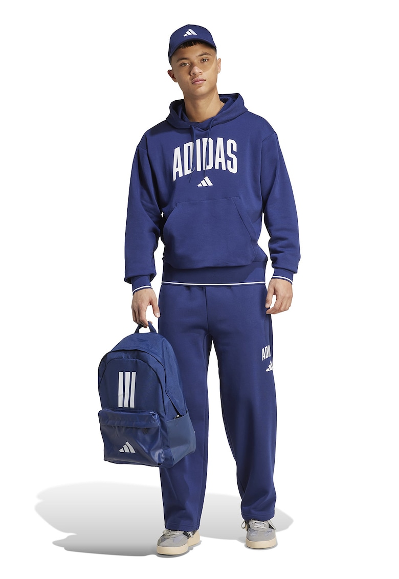 Hanorac cu buzunar kangaroo - Alb/Albastru inchis