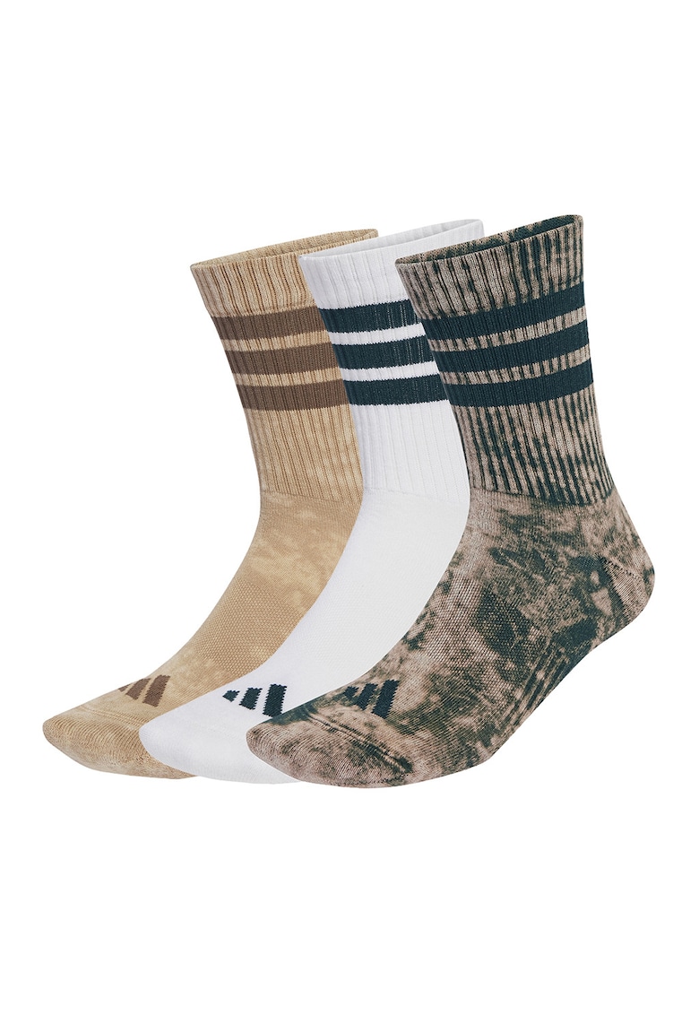 Set de sosete lungi unisex cu aspect decolorat - 3 Perechi - Verde/Maro