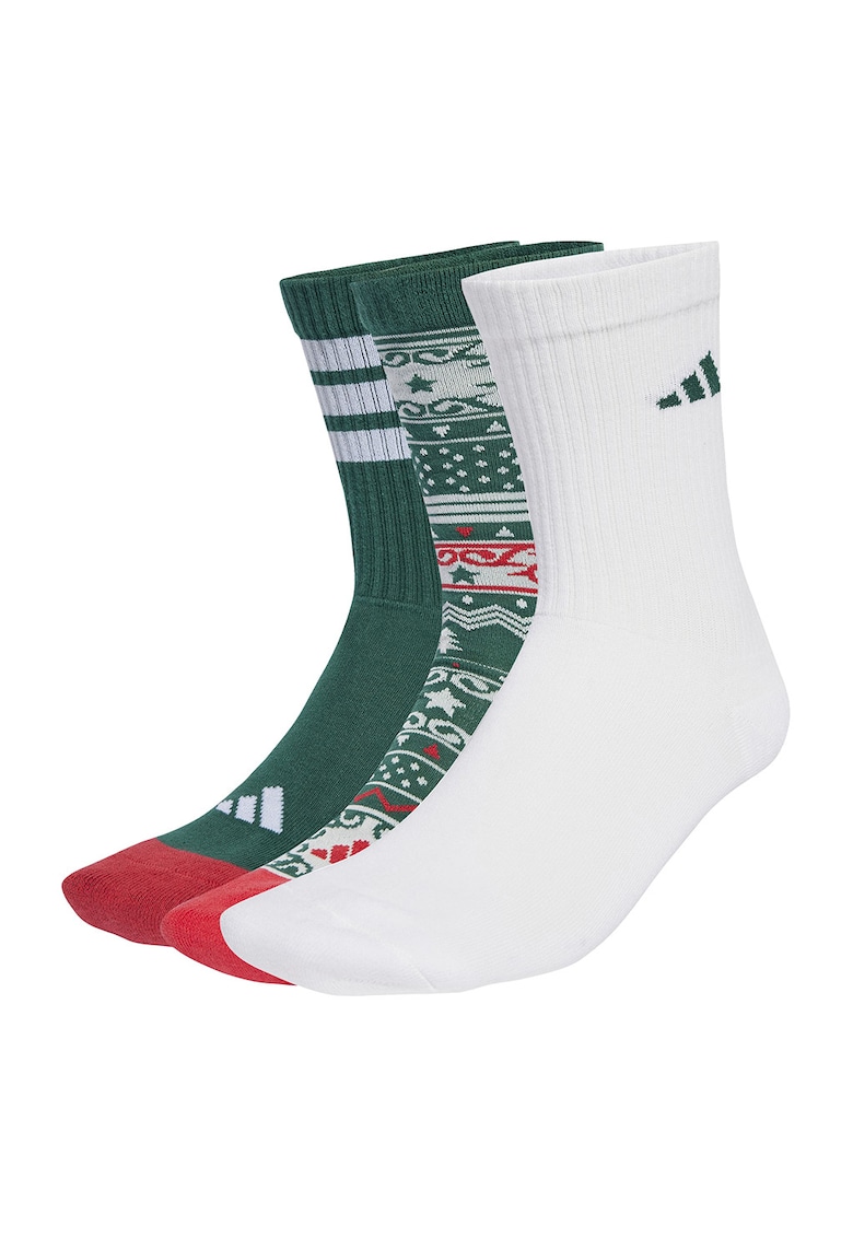 Set de sosete lungi cu imprimeu - 3 perechi - Rosu/Alb/Verde