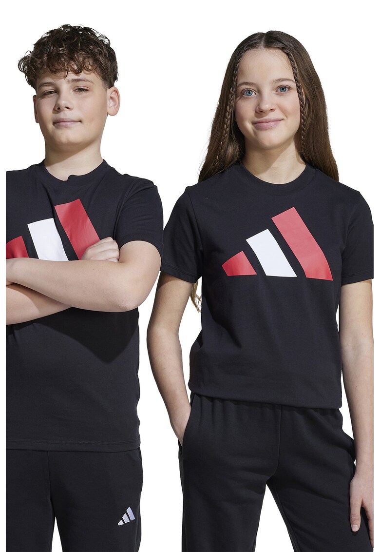 Tricou din bumbac cu imprimeu logo cauciucat - Alb/Negru/Rosu inchis