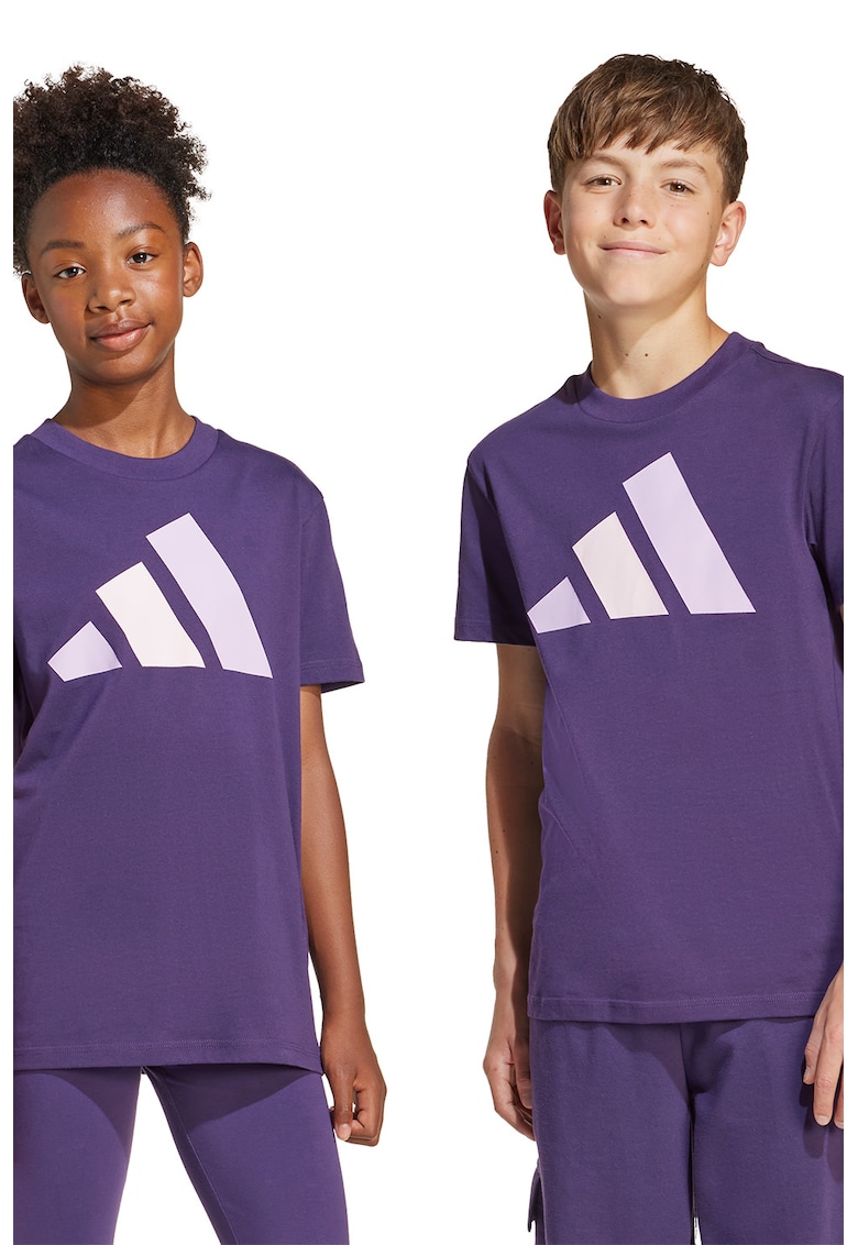 Tricou din bumbac cu imprimeu logo cauciucat - Violet deschis/Violet