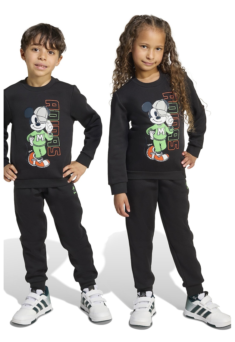 Set de bluza de trening din amestec de bumbac si pantaloni de trening cu Mickey Mouse - 2 piese