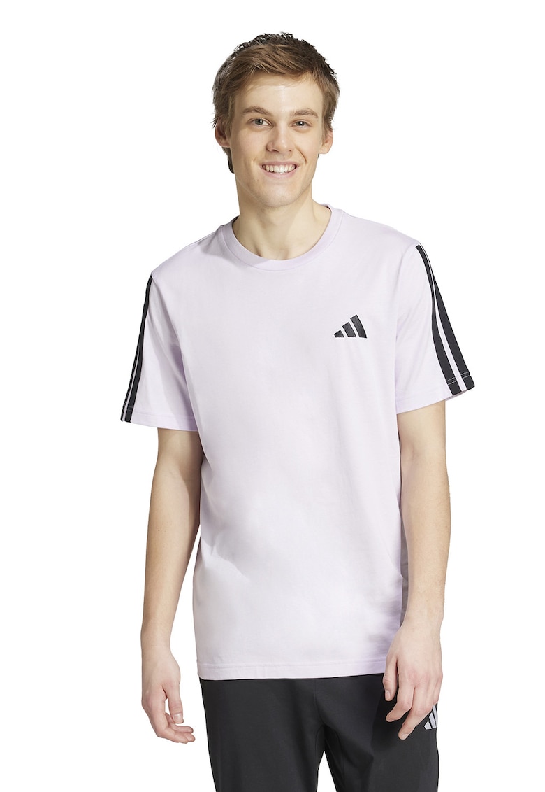 Tricou din bumbac cu decolteu la baza gatului - Alb/Negru