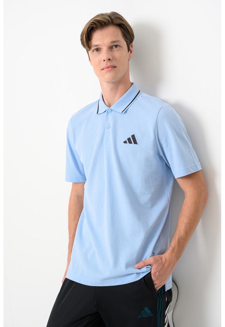 Tricou polo de bumbac - Albastru pastel