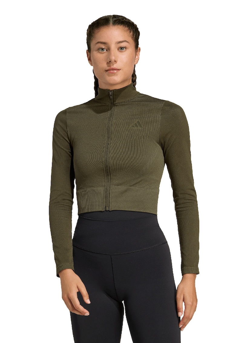 Bluza de trening crop cu fermoar - pentru fitness