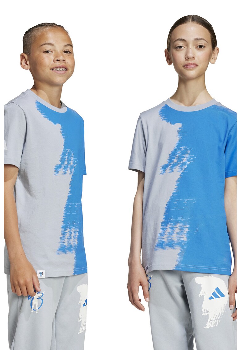 Tricou cu imprimeu abstract pentru fotbal - Alb/Gri deschis/Albastru