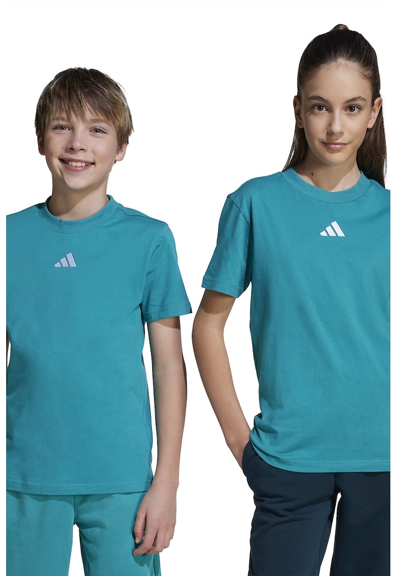 Tricou de bumbac cu decolteu la baza gatului - Verde persan