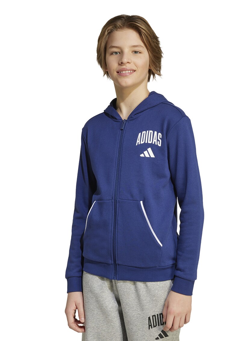 Hanorac din amestec de bumbac cu logo - Alb/Albastru inchis