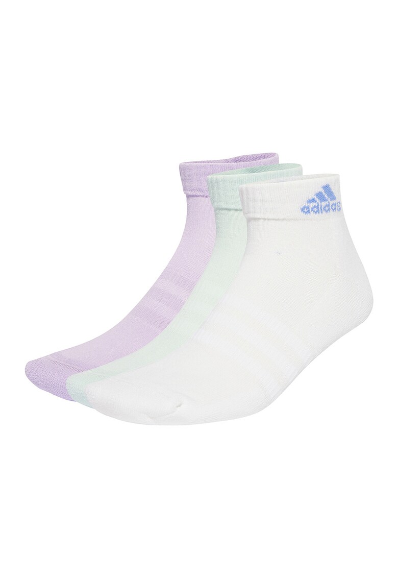 Set de sosete scurte unisex - 3 perechi - Alb/Verde/Lila