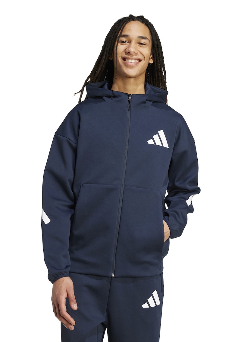 Hanorac lejer cu fermoar Z.N.E. - Alb/Bleumarin