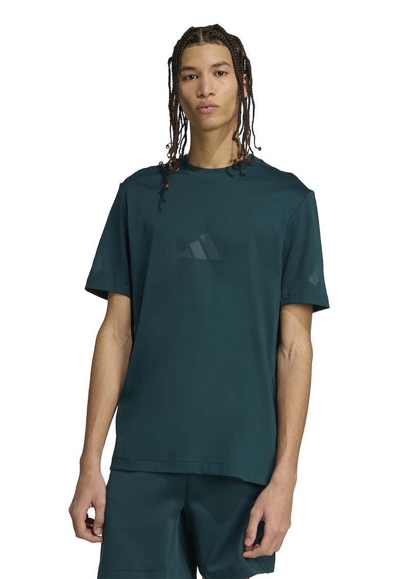 Tricou de bumbac cu model monograma Z.N.E - Verde padure